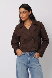 Jaqueta Trench Coat Curta Alfaiataria