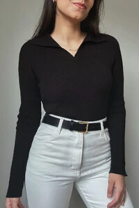 Blusa Polo Tricot Modal Manga longa