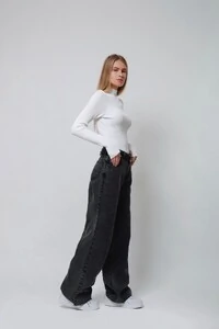 Calça Jeans Pantalona Marmorizada