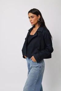 Jaqueta Trench Coat Curta Alfaiataria