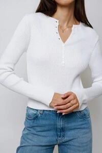 Blusa Amore Botões Tricot Manga Longa