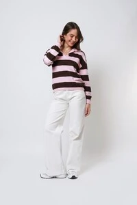 Blusa Angel Listrada Tricot Manga longa Polo