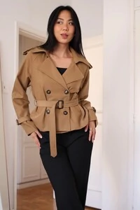 Jaqueta Trench Coat Curta Alfaiataria