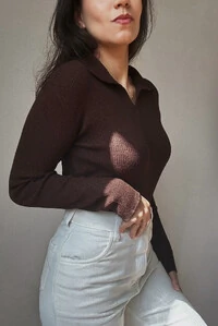 Blusa Polo Tricot Modal Manga longa