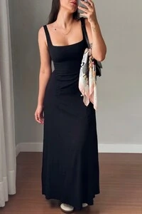 Vestido Anna Longo Decote Quadrado