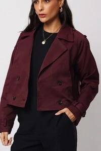 Jaqueta Trench Coat Curta Alfaiataria