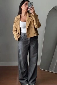 Jaqueta Trench Coat Curta Alfaiataria