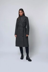 Casaco Sobretudo Lã Batida Trench Coat