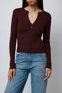 Blusa Amore Botões Tricot Manga Longa