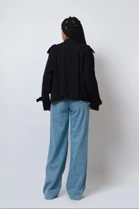 Jaqueta Trench Coat Curta Alfaiataria Com Cinto