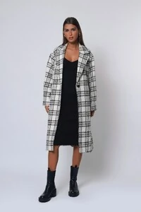 Casaco Sobretudo Xadrez Tweed Oversized