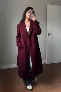Casaco Sobretudo Lã Batida Trench Coat