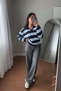 Blusa Angel Listrada Tricot Manga longa Polo
