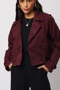 Jaqueta Trench Coat Curta Alfaiataria
