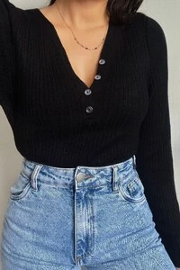 Blusa Básica Botões Tricot