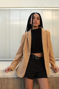 Blazer Lã Batida Oversized Alfaiataria