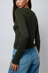 Blusa Amore Botões Tricot Manga Longa