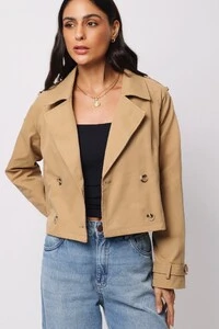 Jaqueta Trench Coat Curta Alfaiataria