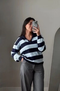 Blusa Angel Listrada Tricot Manga longa Polo