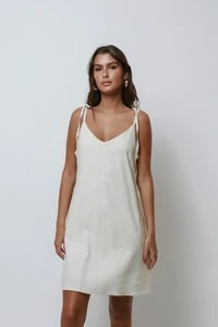 Vestido Laços Curto Over Linho