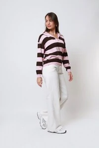 Blusa Angel Listrada Tricot Manga longa Polo