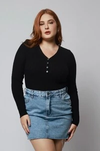 Blusa Básica Botões Tricot