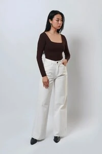 Blusa Poliamida Decote Quadrado Manga Longa