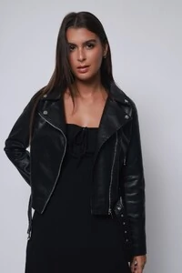 Jaqueta Biker Classic Curta Preta