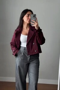 Jaqueta Trench Coat Curta Alfaiataria