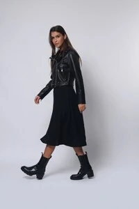 Jaqueta Biker Classic Curta Preta