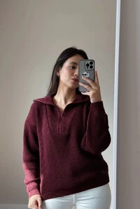 Blusão Tricot Gola Polo e Ziper