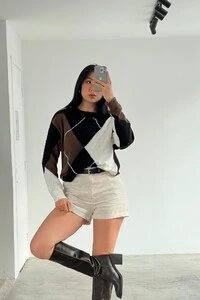 Blusão Xadrez Argyle Tricot Oversized