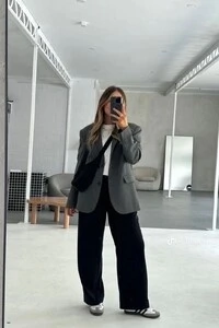 Blazer Chumbo Mescla Oversized Alfaiataria