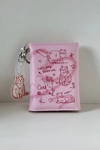 Carteira Gatos Rosa com Chaveiro