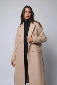 Casaco Sobretudo Lã Batida Trench Coat