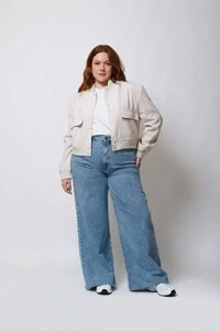 Calça Jeans Pantalona Marmorizada