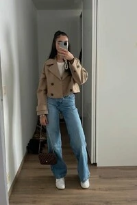 Jaqueta Trench Coat Curta Alfaiataria