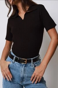 Blusa Polo Tricot Modal Manga Curta