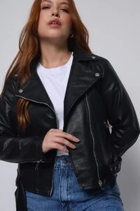 Jaqueta Biker Classic Curta Preta