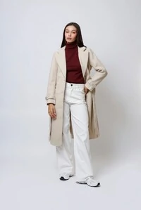 Casaco Sobretudo Lã Batida Trench Coat