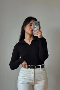Blusa Polo Tricot Modal Manga longa