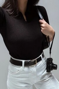 Blusa Polo Tricot Modal Manga Curta