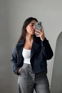 Jaqueta Trench Coat Curta Alfaiataria