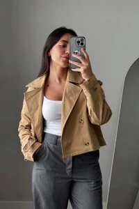 Jaqueta Trench Coat Curta Alfaiataria