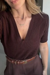 Blusa Texturizada Tricot Decote V