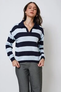 Blusa Angel Listrada Tricot Manga longa Polo