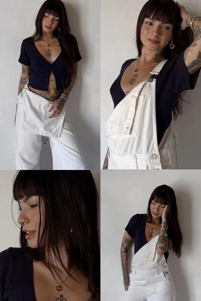 FotoBlusa Cropped Botões Tricot