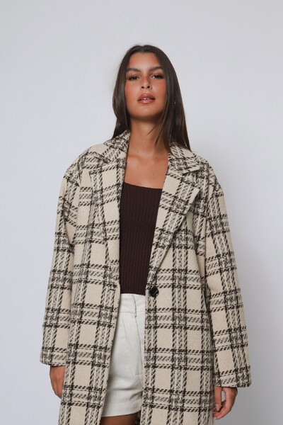 FotoCasaco Sobretudo Xadrez Tweed Oversized
