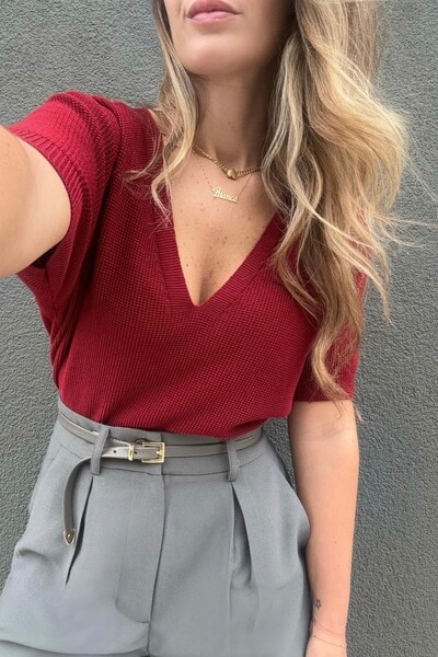 FotoBlusa Texturizada Tricot Decote V