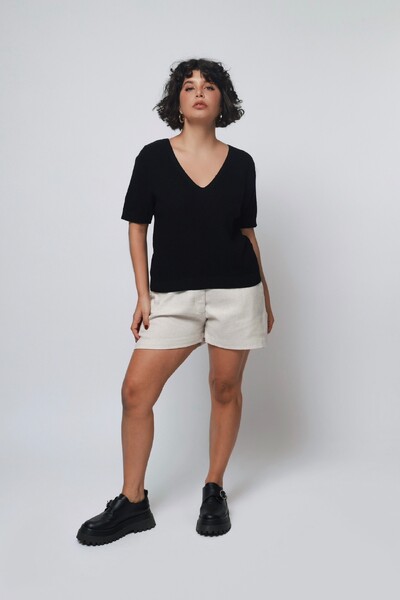 Foto Blusa Texturizada Tricot Decote V